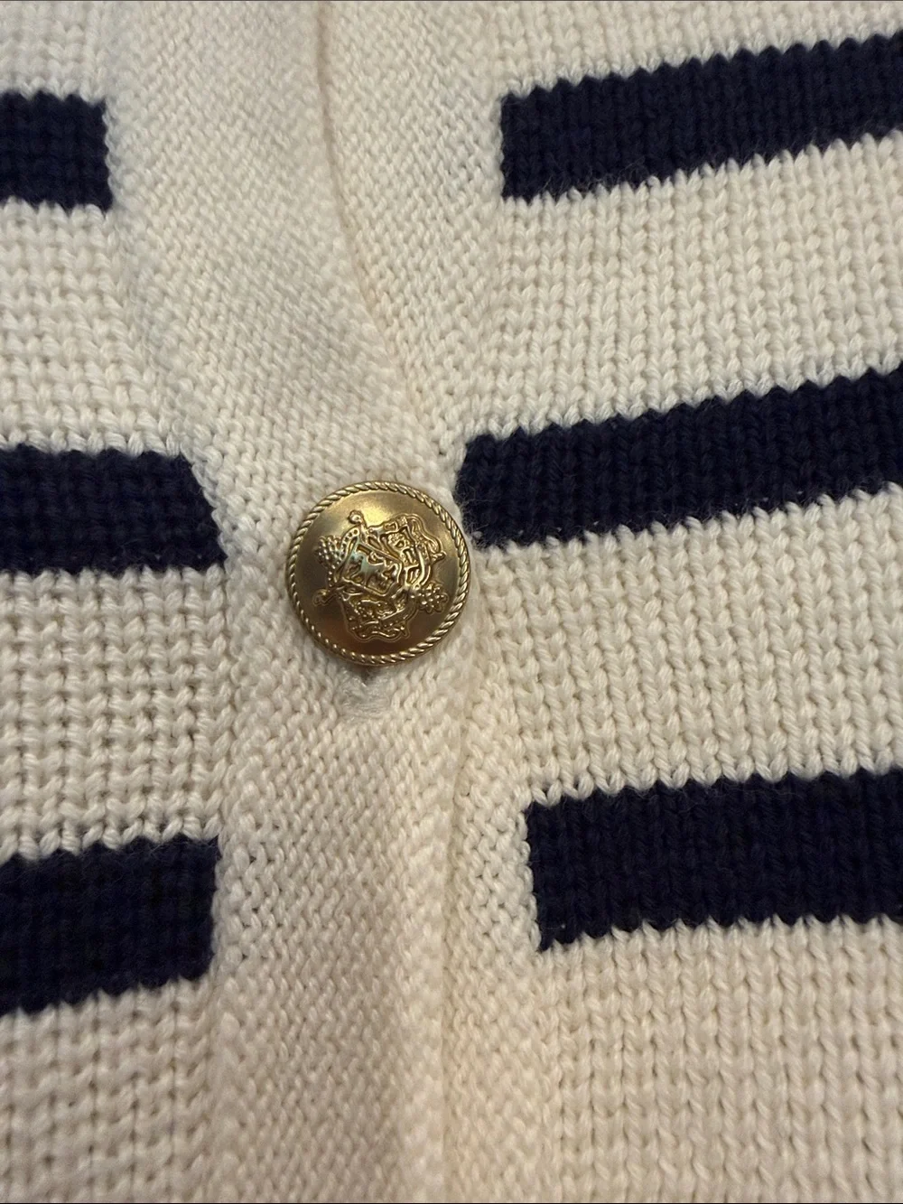 J. Crew Navy Stripe Cotton Cardigan - Cream & Navy